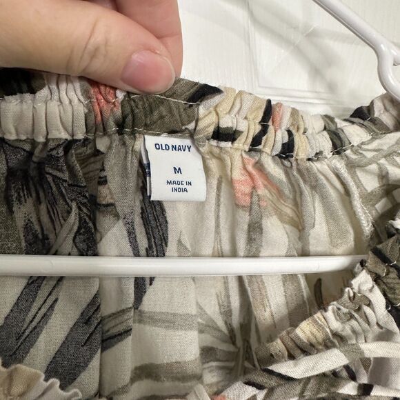 Old Navy Women’s M Tropical Print Long Sleeve Cotton Peasant Blouse Boho Top - Picture 3 of 5